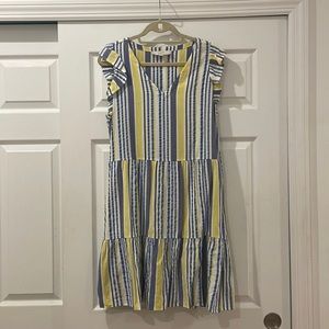 Loft lightweight sleeveless dress with ruffle, size Large
